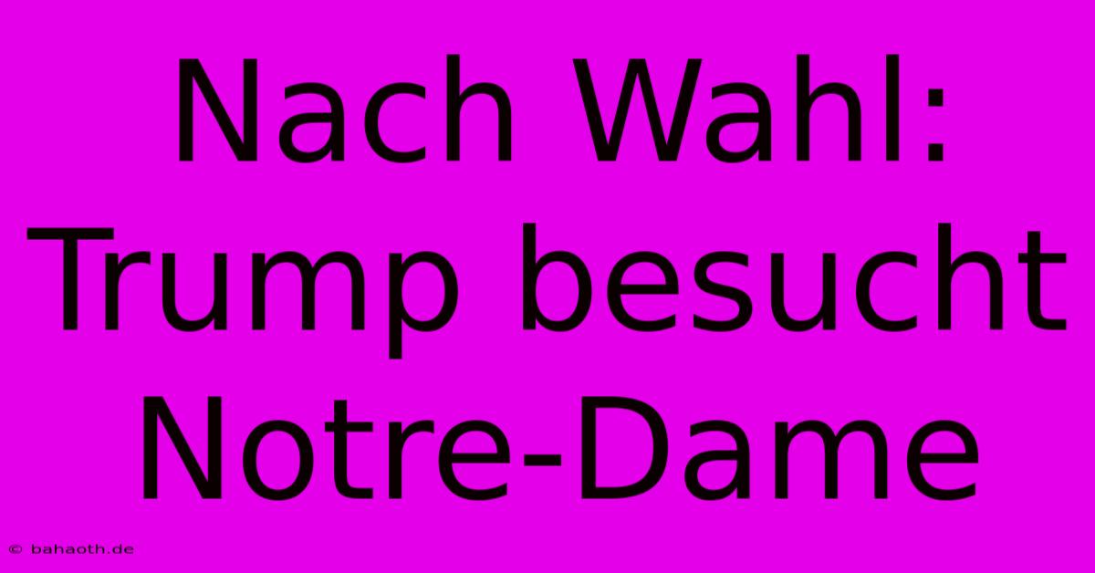 Nach Wahl: Trump Besucht Notre-Dame