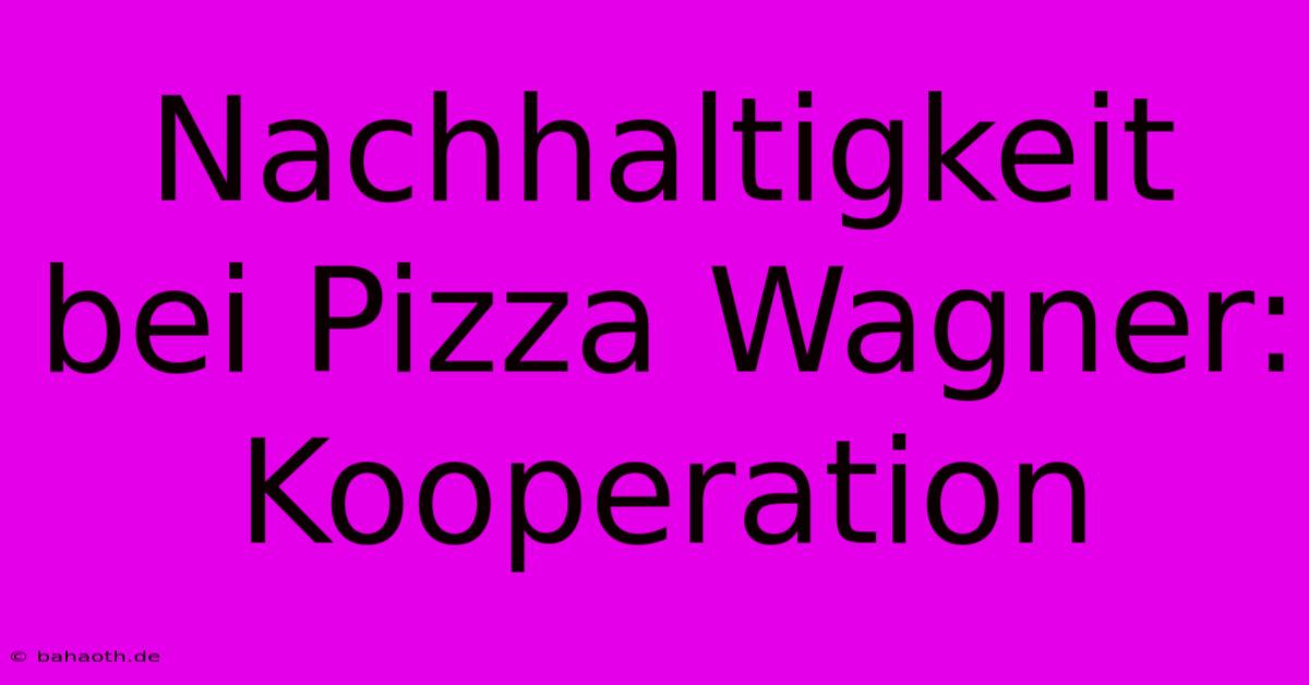 Nachhaltigkeit Bei Pizza Wagner: Kooperation