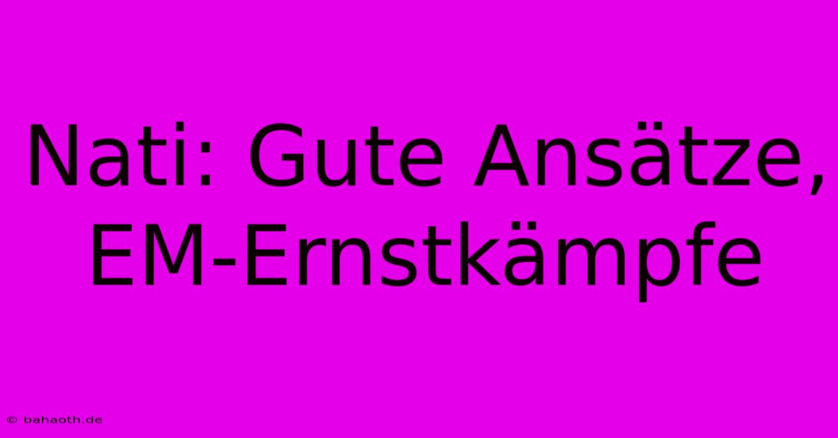 Nati: Gute Ansätze, EM-Ernstkämpfe