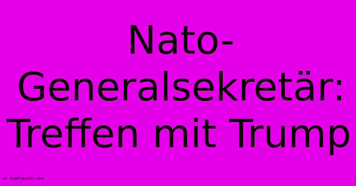 Nato-Generalsekretär: Treffen Mit Trump