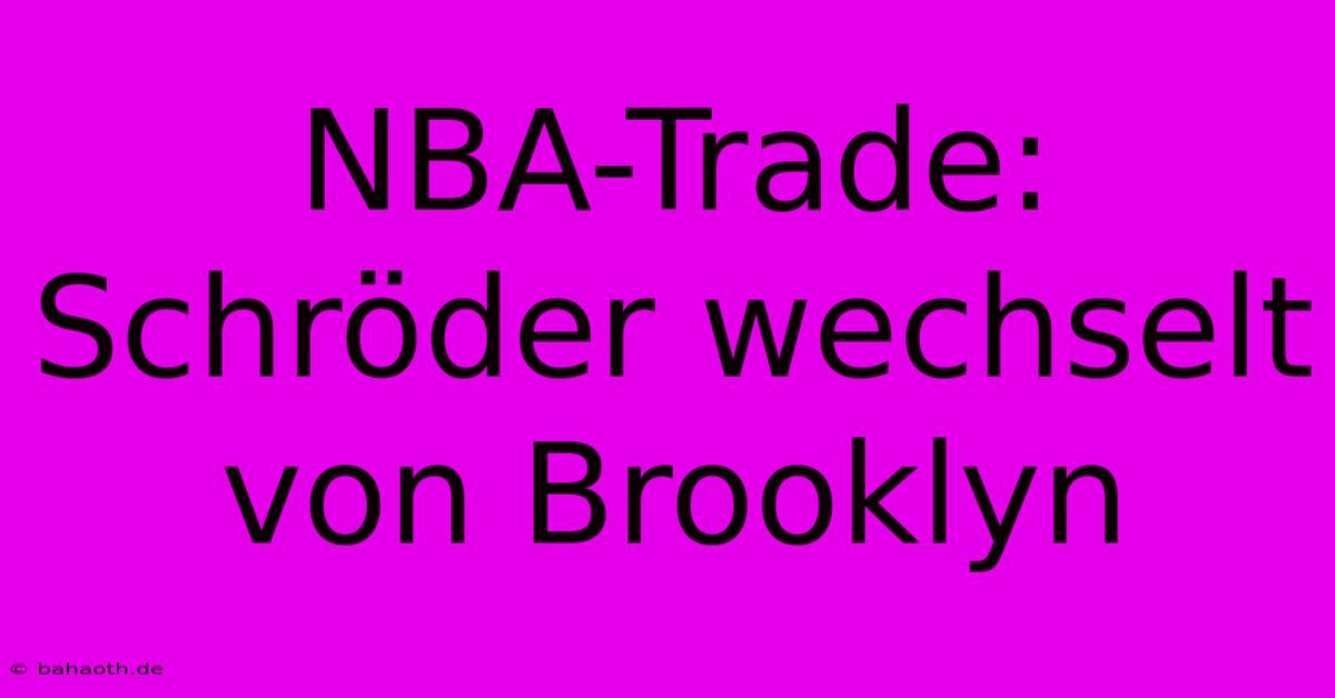 NBA-Trade: Schröder Wechselt Von Brooklyn