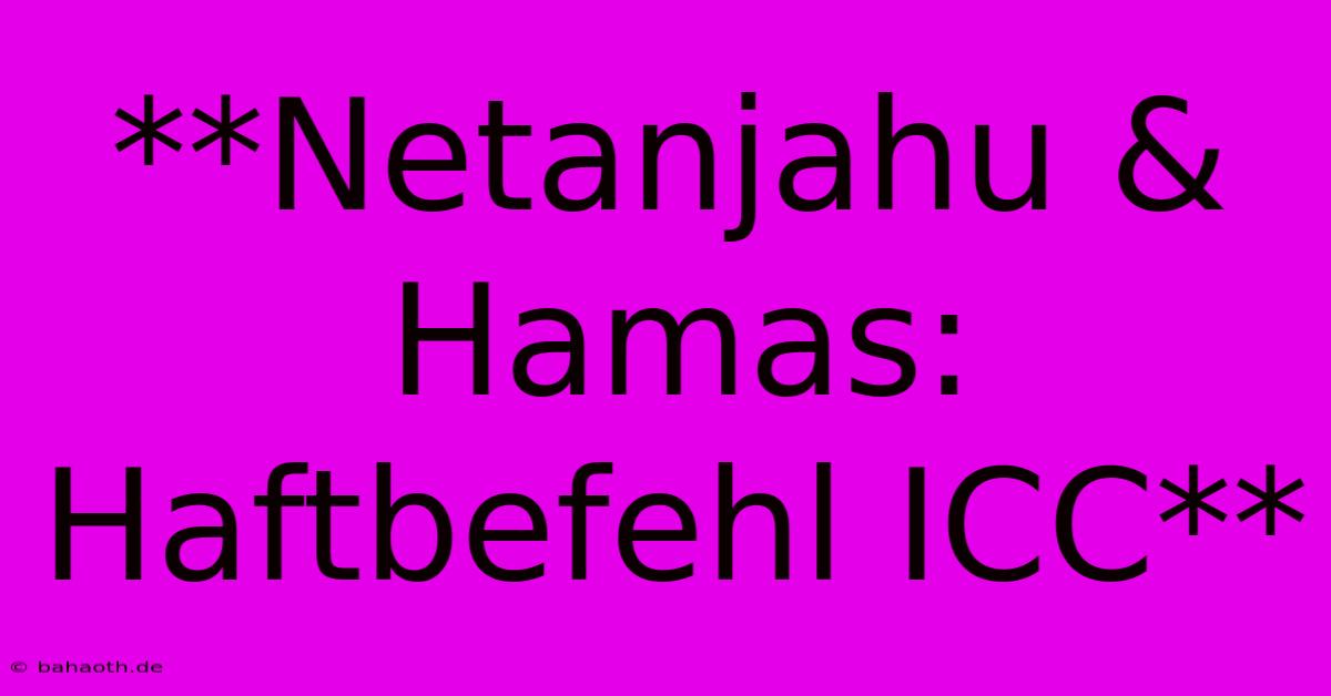 **Netanjahu & Hamas: Haftbefehl ICC**