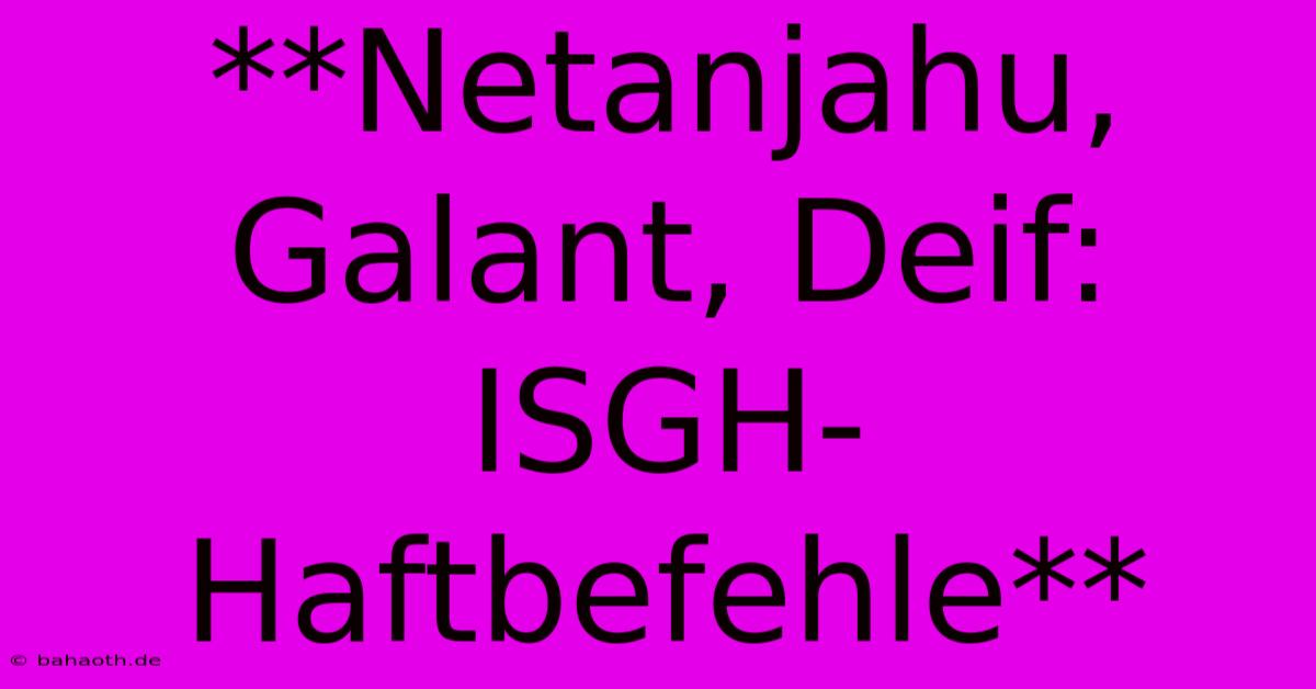 **Netanjahu, Galant, Deif: ISGH-Haftbefehle**