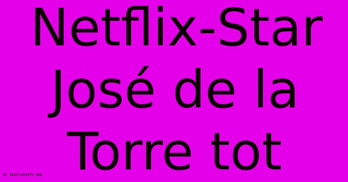 Netflix-Star José De La Torre Tot