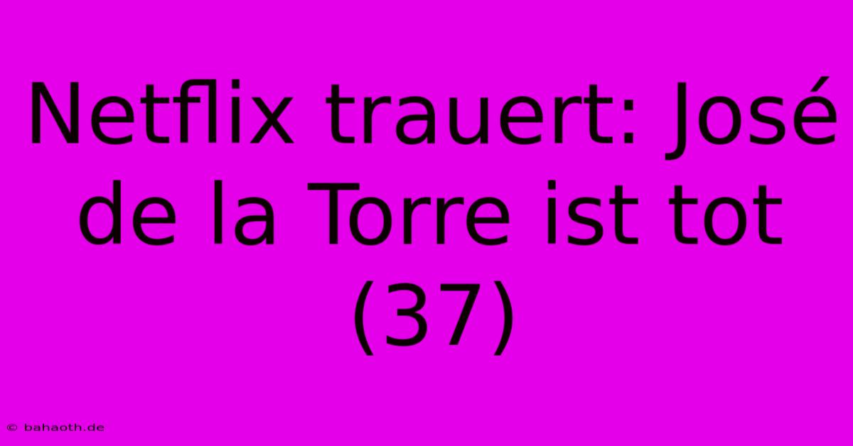 Netflix Trauert: José De La Torre Ist Tot (37)