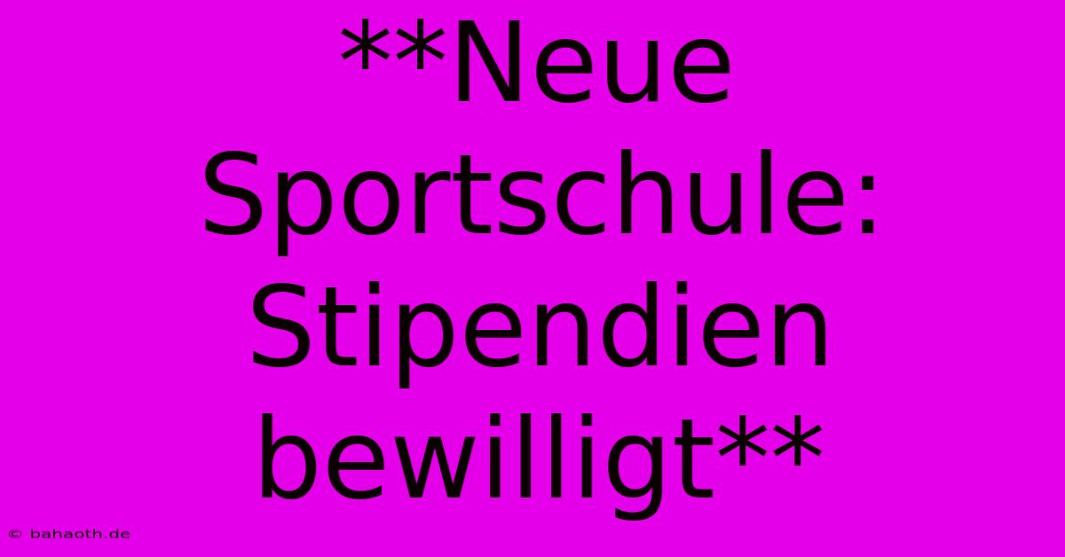 **Neue Sportschule: Stipendien Bewilligt**