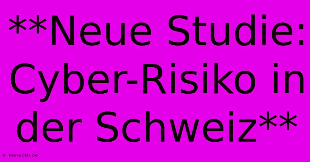 **Neue Studie: Cyber-Risiko In Der Schweiz**