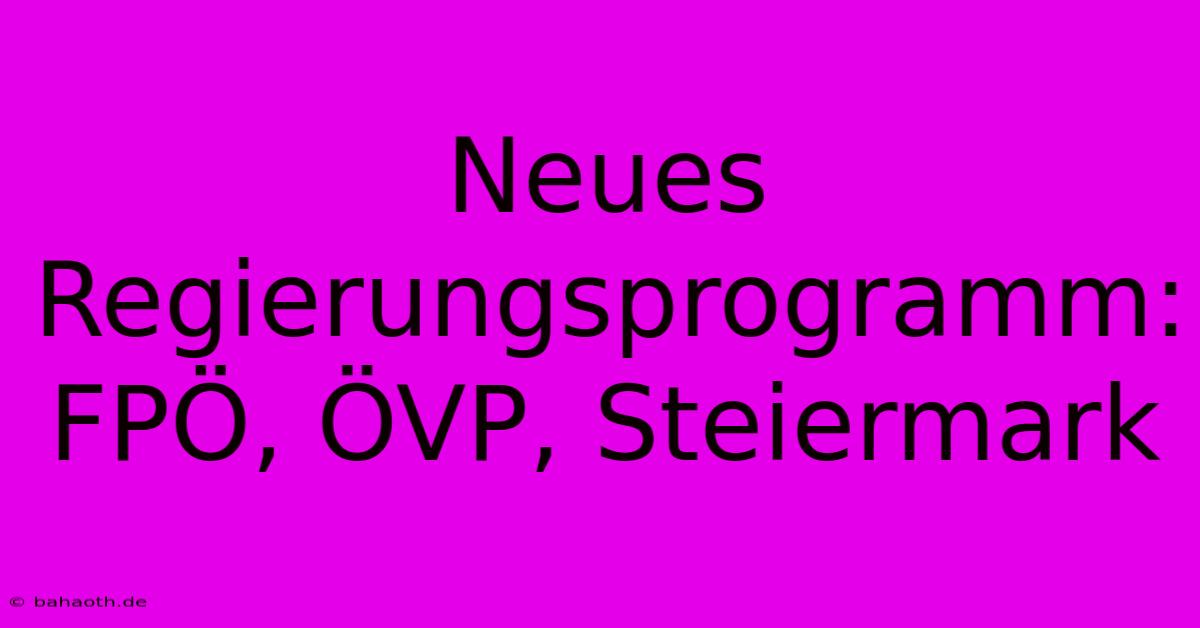 Neues Regierungsprogramm: FPÖ, ÖVP, Steiermark