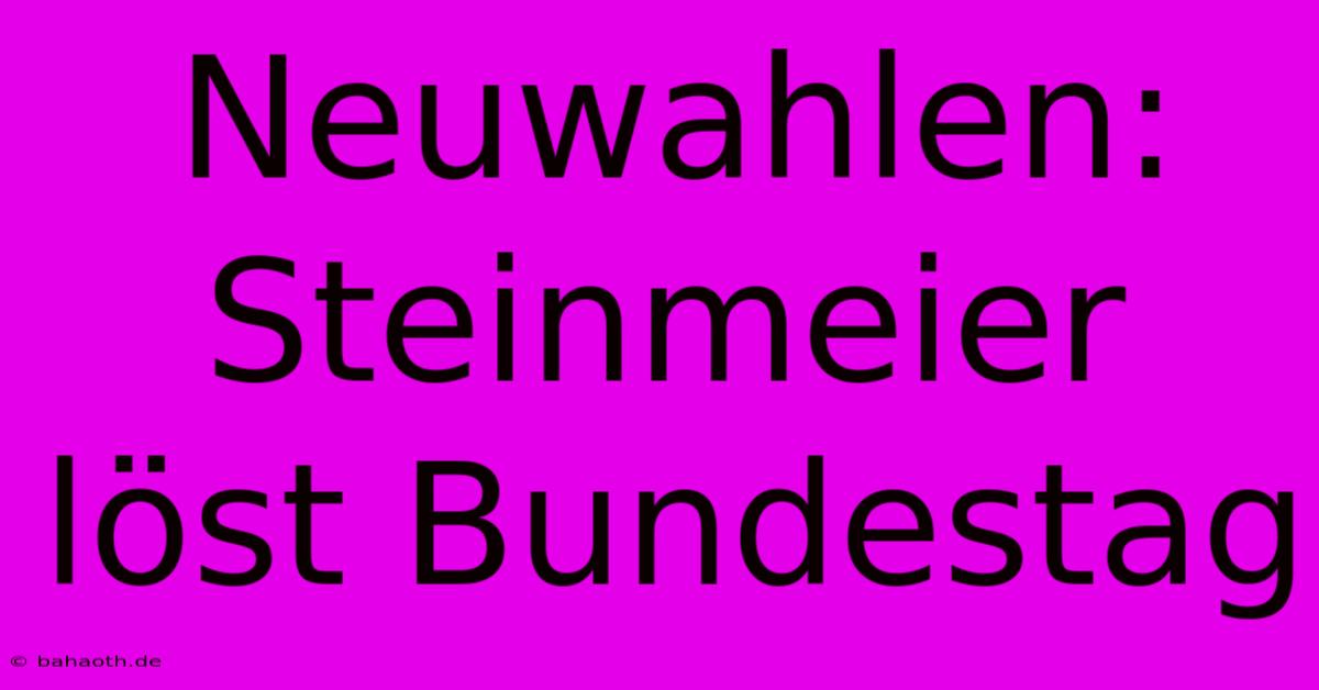 Neuwahlen: Steinmeier Löst Bundestag