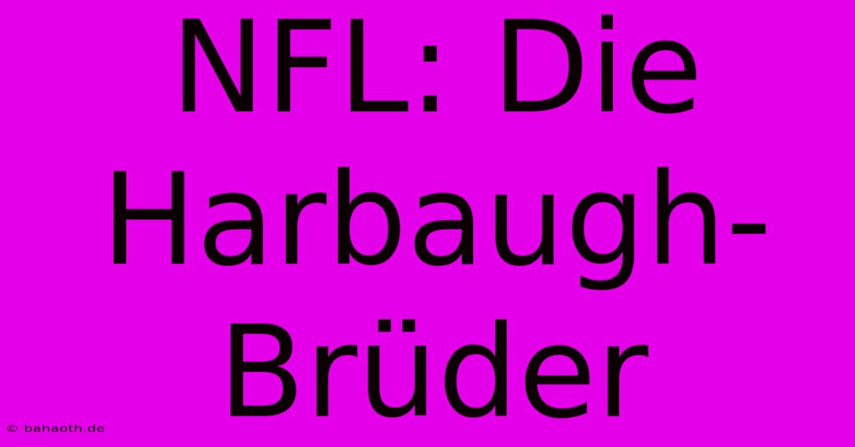 NFL: Die Harbaugh-Brüder