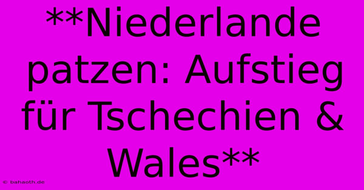 **Niederlande Patzen: Aufstieg Für Tschechien & Wales**