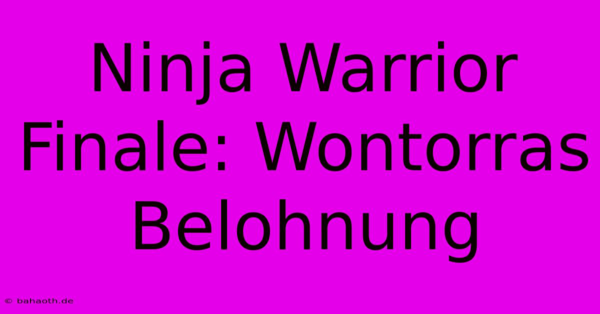 Ninja Warrior Finale: Wontorras Belohnung