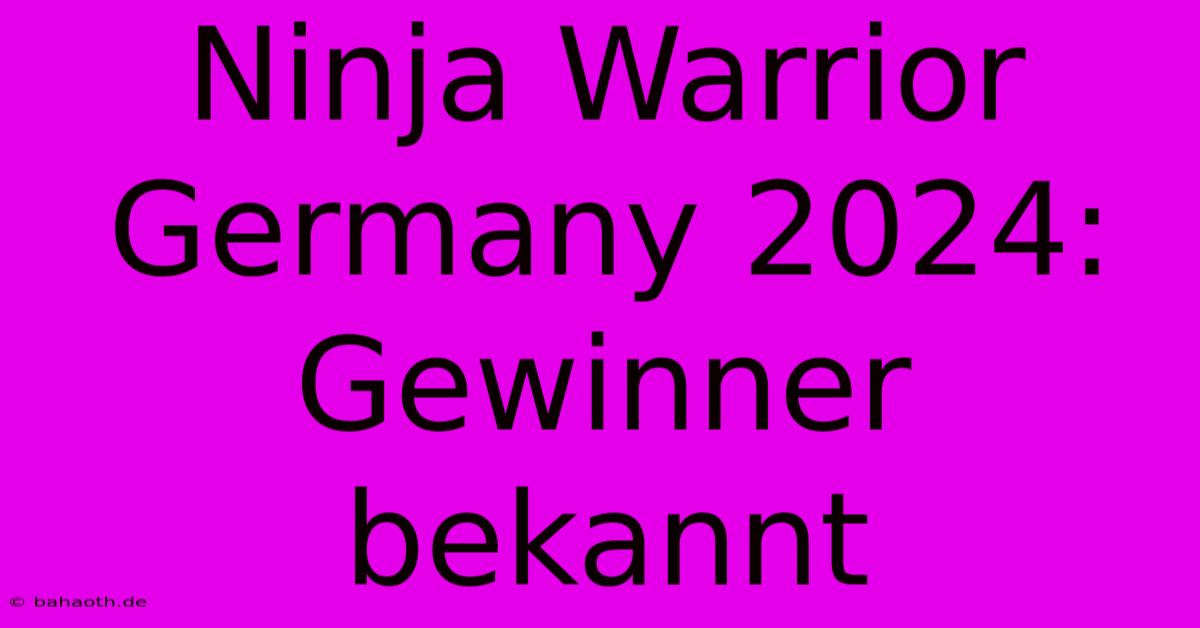 Ninja Warrior Germany 2024: Gewinner Bekannt