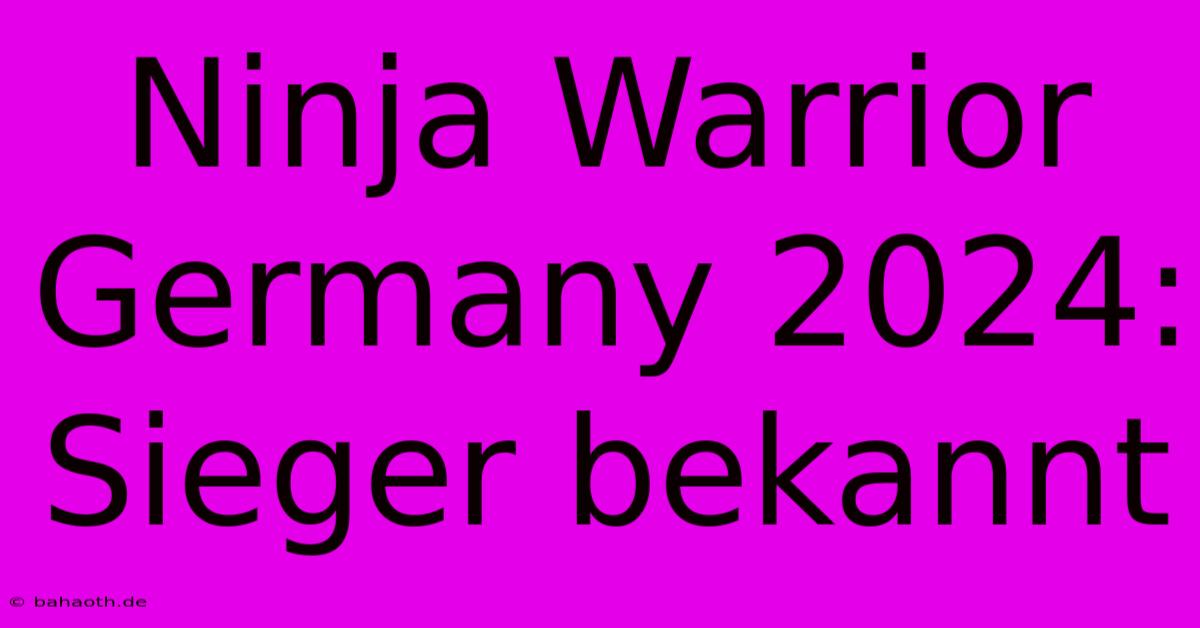 Ninja Warrior Germany 2024:  Sieger Bekannt