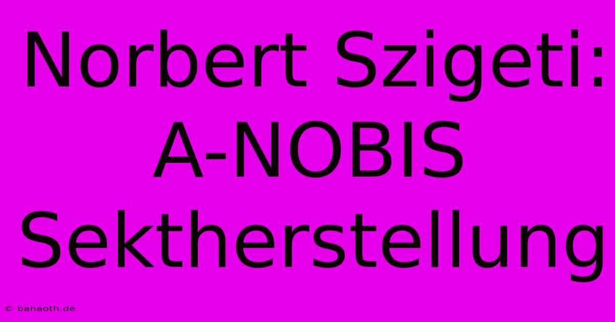 Norbert Szigeti: A-NOBIS Sektherstellung