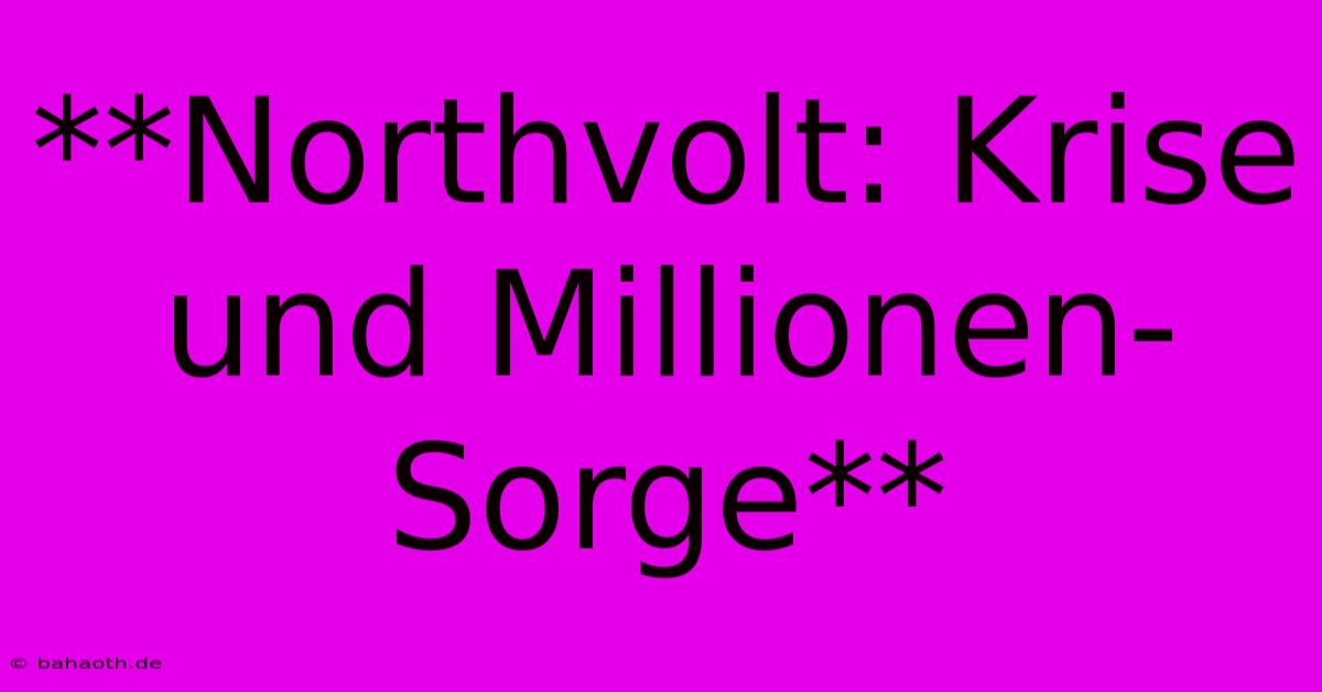 **Northvolt: Krise Und Millionen-Sorge**