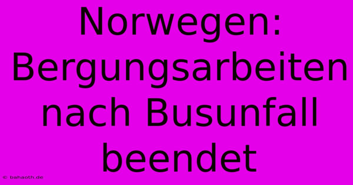 Norwegen: Bergungsarbeiten Nach Busunfall Beendet