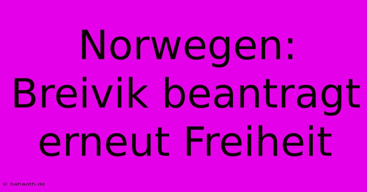 Norwegen: Breivik Beantragt Erneut Freiheit