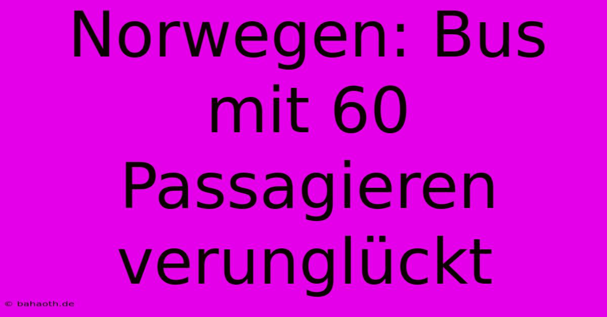 Norwegen: Bus Mit 60 Passagieren Verunglückt