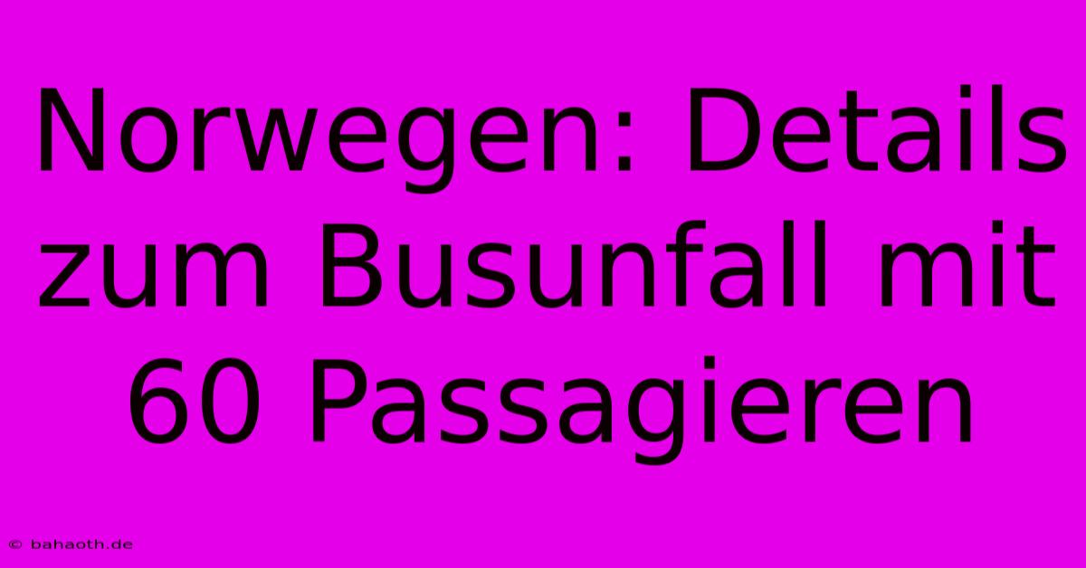 Norwegen: Details Zum Busunfall Mit 60 Passagieren