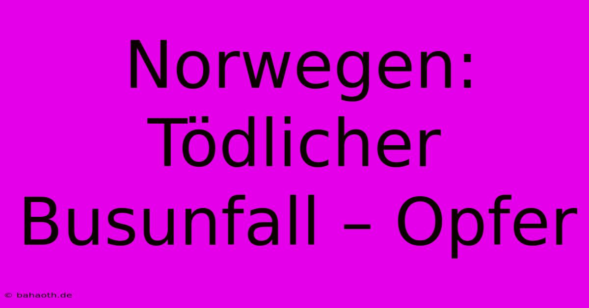 Norwegen: Tödlicher Busunfall – Opfer