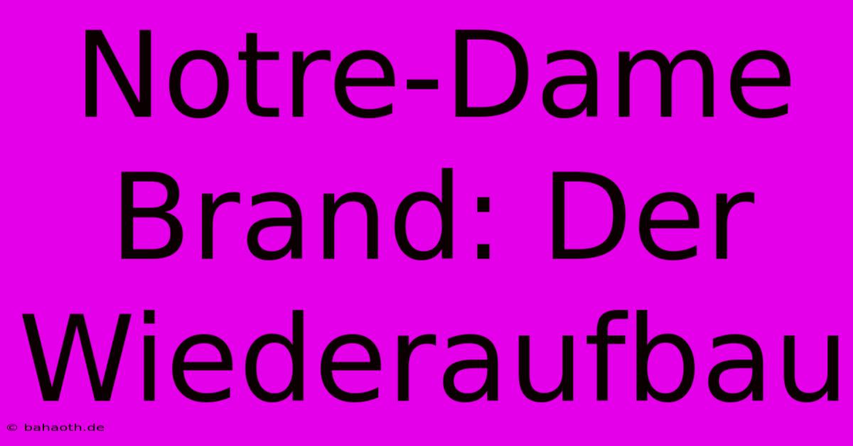 Notre-Dame Brand: Der Wiederaufbau