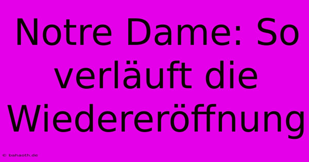 Notre Dame: So Verläuft Die Wiedereröffnung