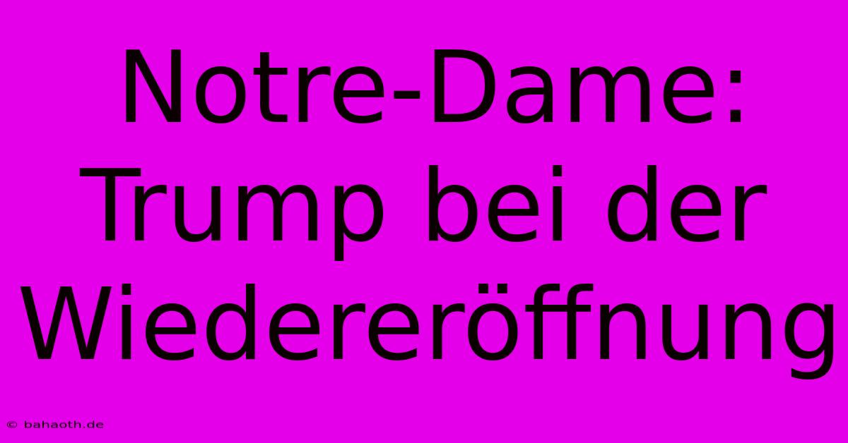 Notre-Dame: Trump Bei Der Wiedereröffnung