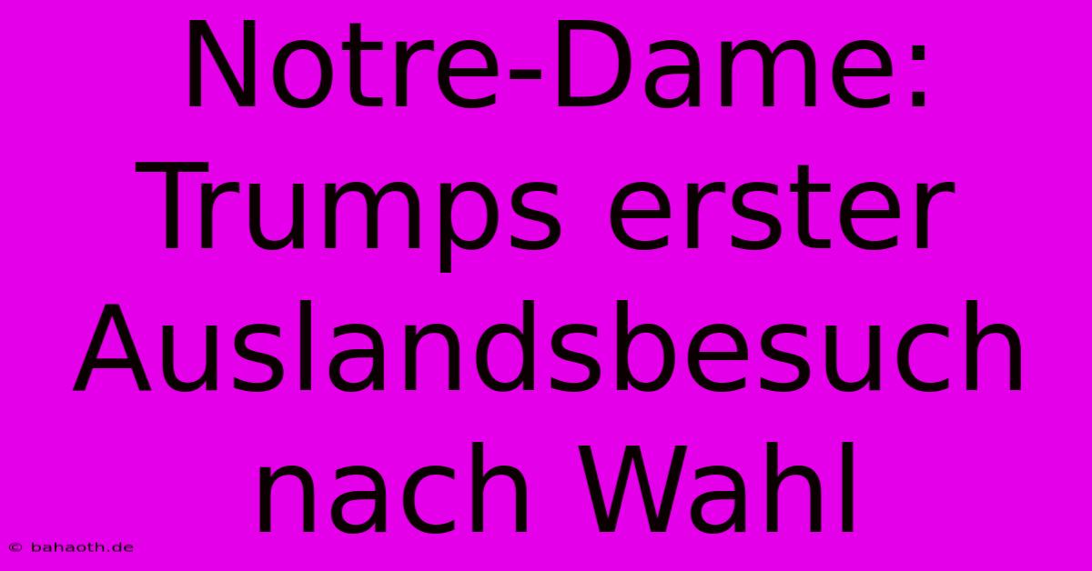 Notre-Dame: Trumps Erster Auslandsbesuch Nach Wahl