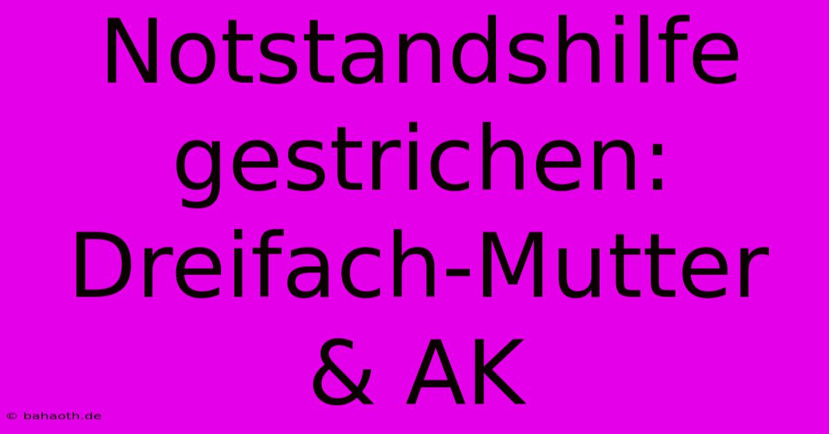 Notstandshilfe Gestrichen: Dreifach-Mutter & AK