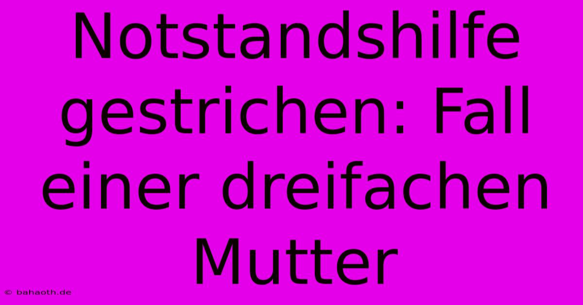 Notstandshilfe Gestrichen: Fall Einer Dreifachen Mutter