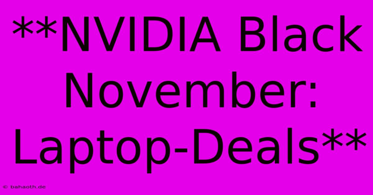 **NVIDIA Black November: Laptop-Deals**