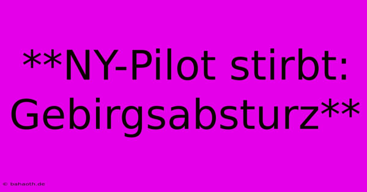 **NY-Pilot Stirbt: Gebirgsabsturz**