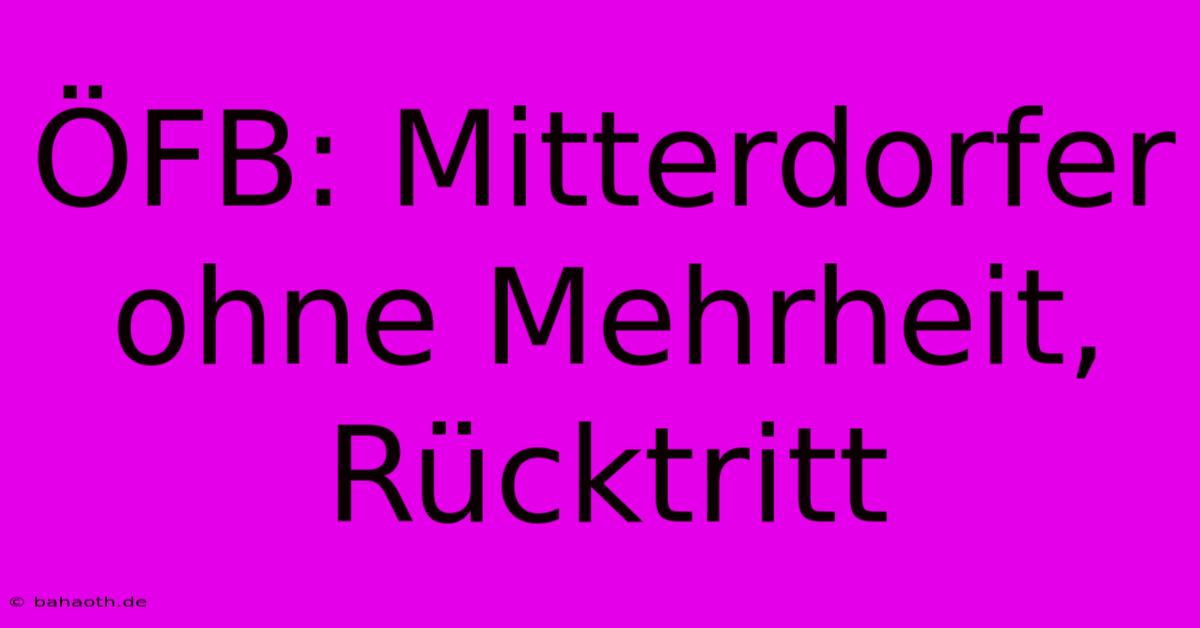 ÖFB: Mitterdorfer Ohne Mehrheit, Rücktritt