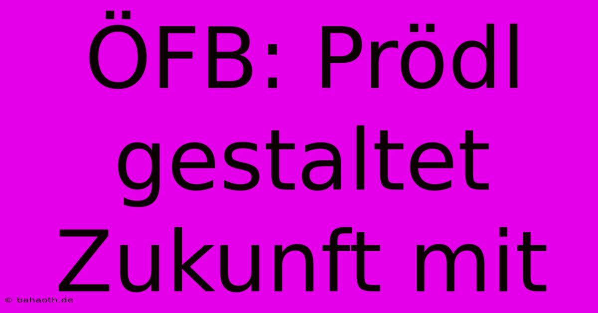 ÖFB: Prödl Gestaltet Zukunft Mit