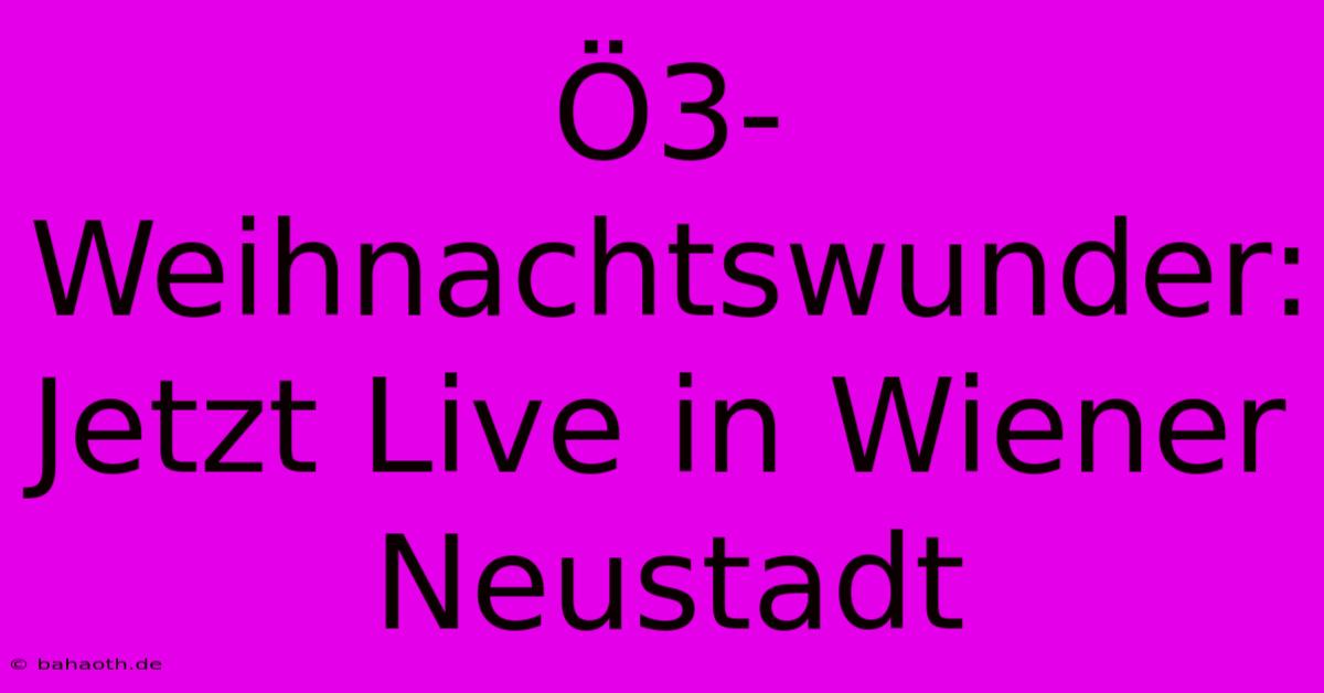 Ö3-Weihnachtswunder: Jetzt Live In Wiener Neustadt