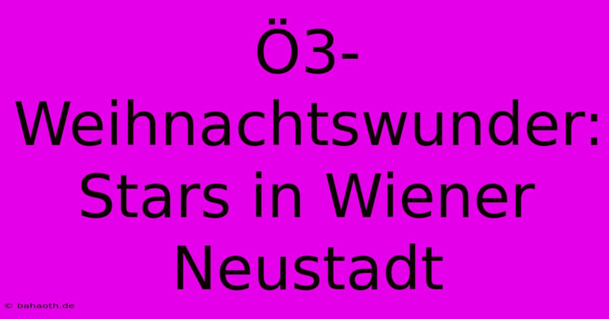 Ö3-Weihnachtswunder: Stars In Wiener Neustadt