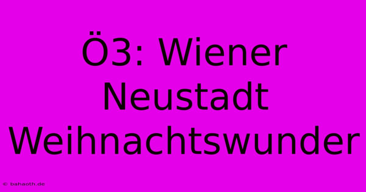 Ö3: Wiener Neustadt Weihnachtswunder