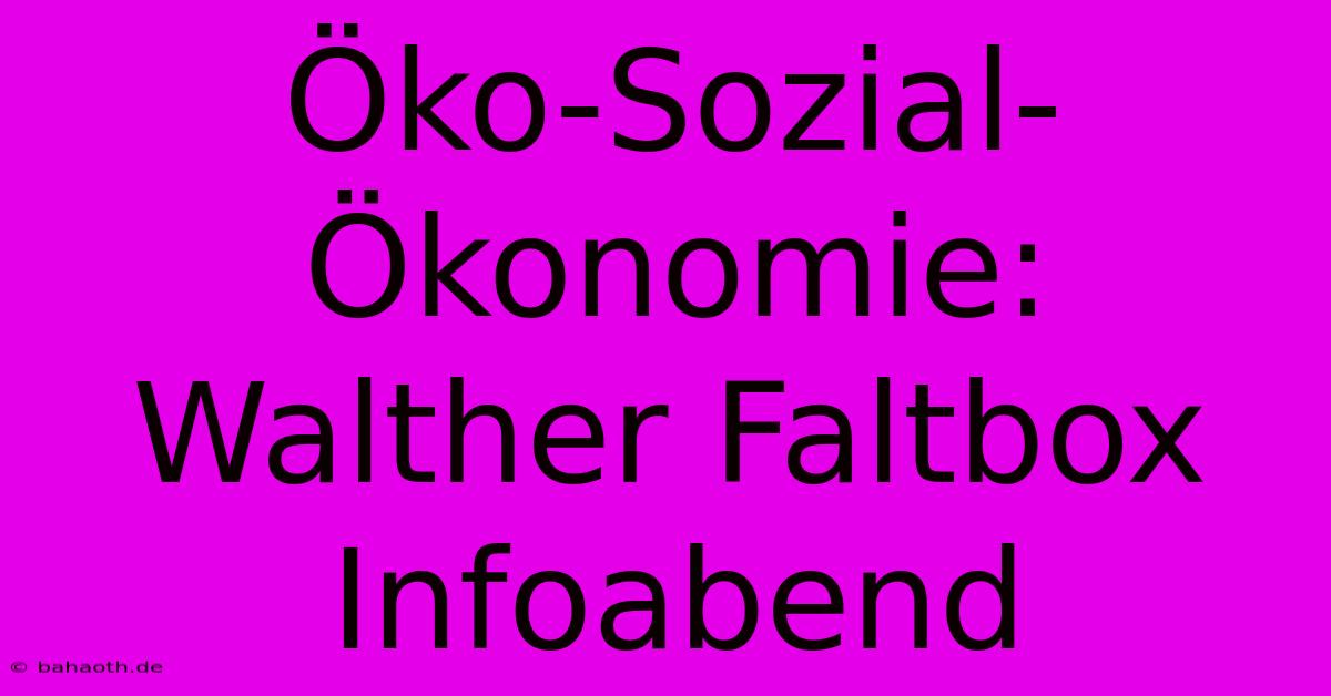 Öko-Sozial-Ökonomie: Walther Faltbox Infoabend