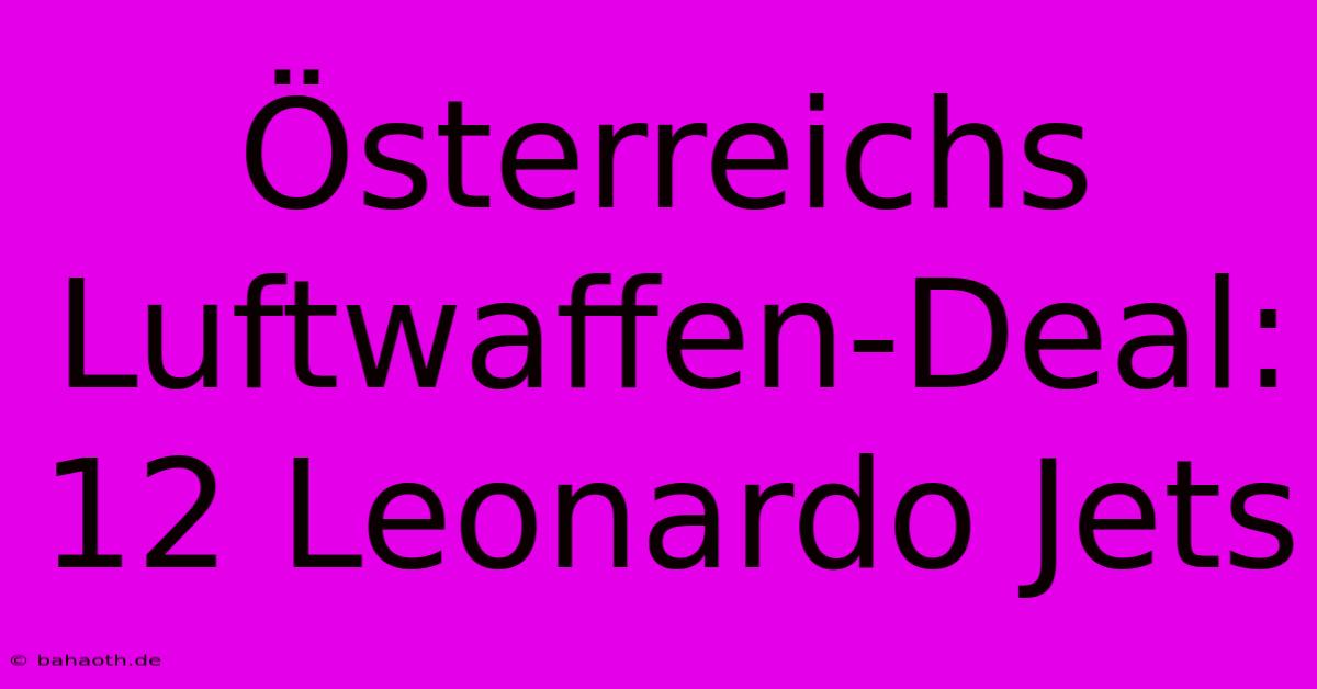 Österreichs Luftwaffen-Deal: 12 Leonardo Jets