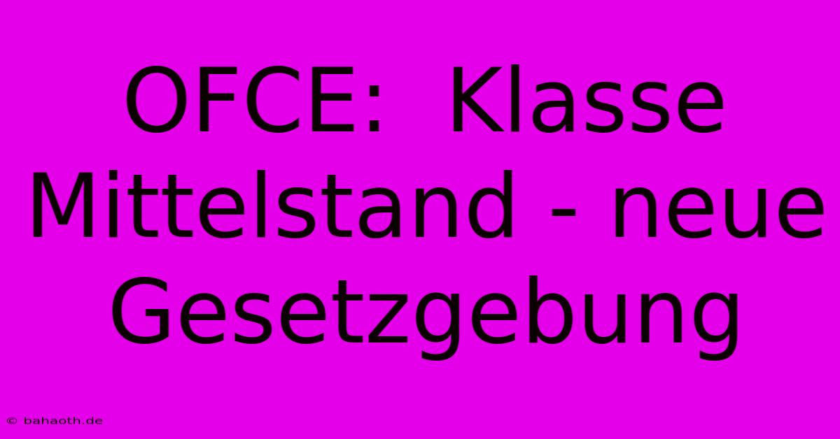 OFCE:  Klasse Mittelstand - Neue Gesetzgebung