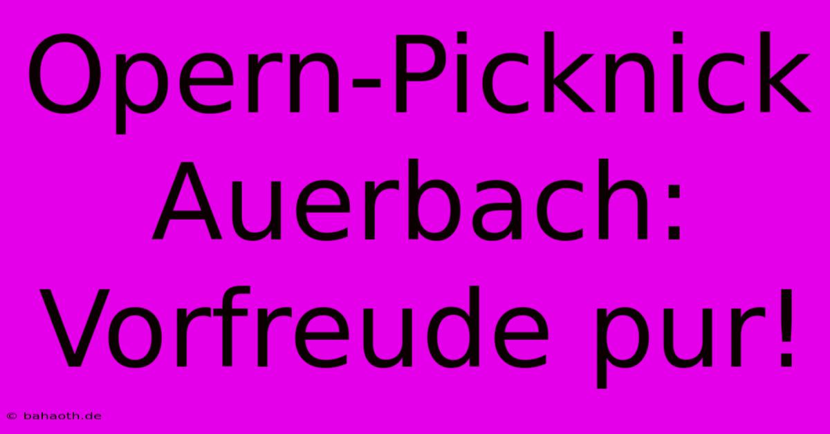 Opern-Picknick Auerbach: Vorfreude Pur!