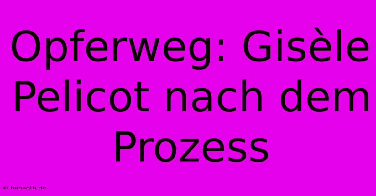 Opferweg: Gisèle Pelicot Nach Dem Prozess