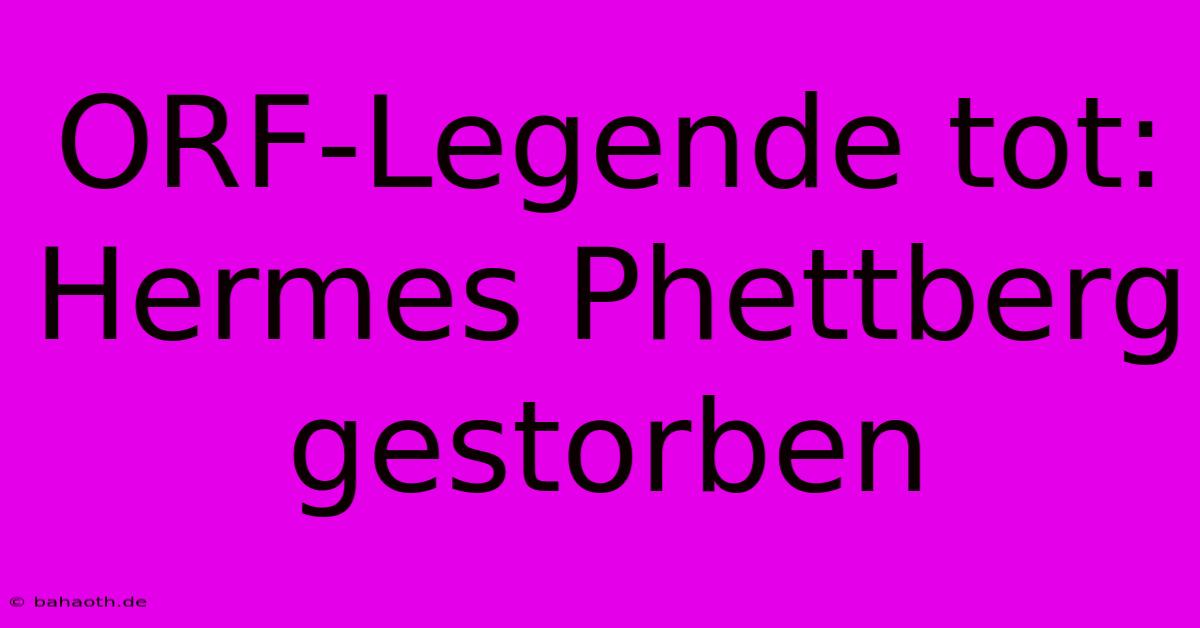 ORF-Legende Tot: Hermes Phettberg Gestorben