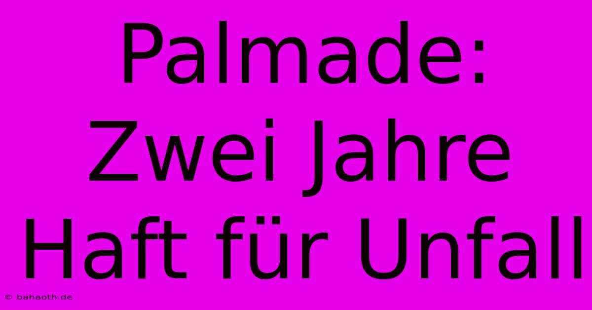 Palmade: Zwei Jahre Haft Für Unfall