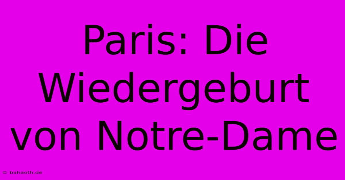 Paris: Die Wiedergeburt Von Notre-Dame