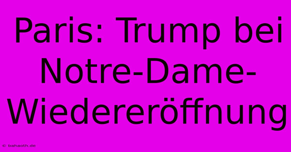 Paris: Trump Bei Notre-Dame-Wiedereröffnung