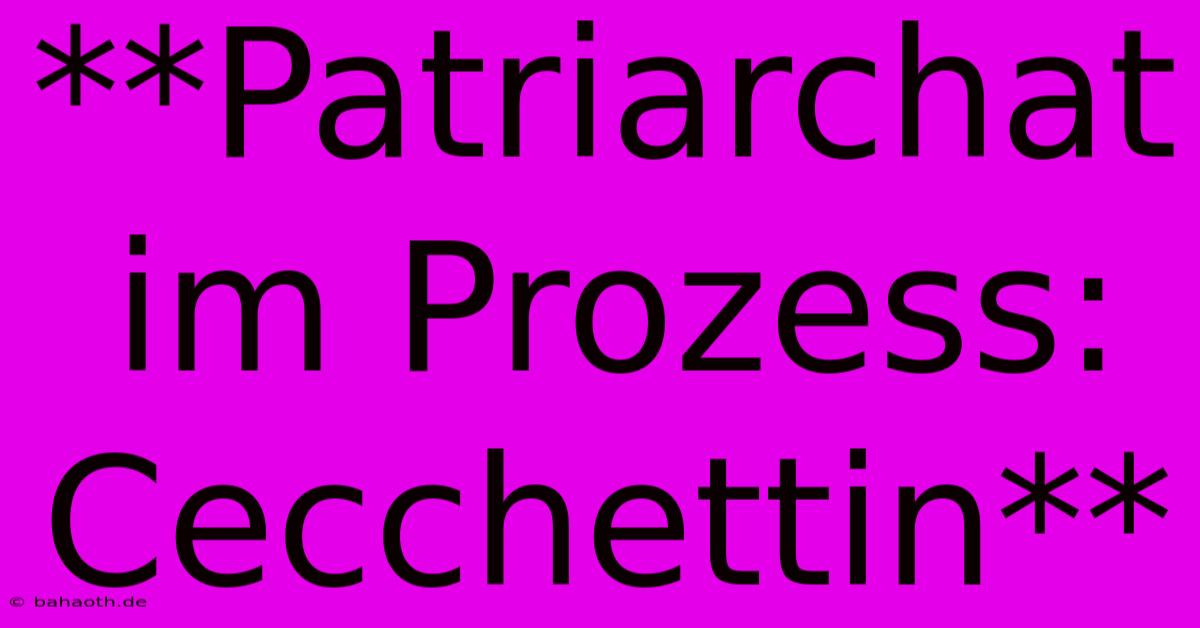 **Patriarchat Im Prozess: Cecchettin**