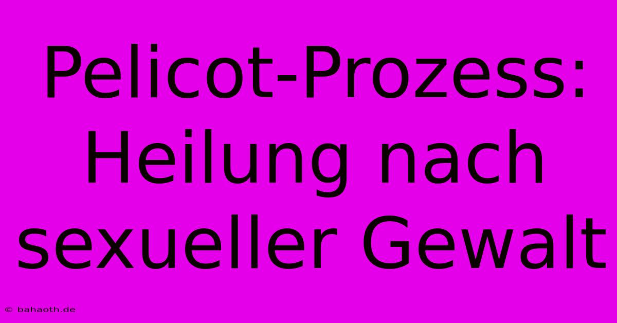 Pelicot-Prozess: Heilung Nach Sexueller Gewalt