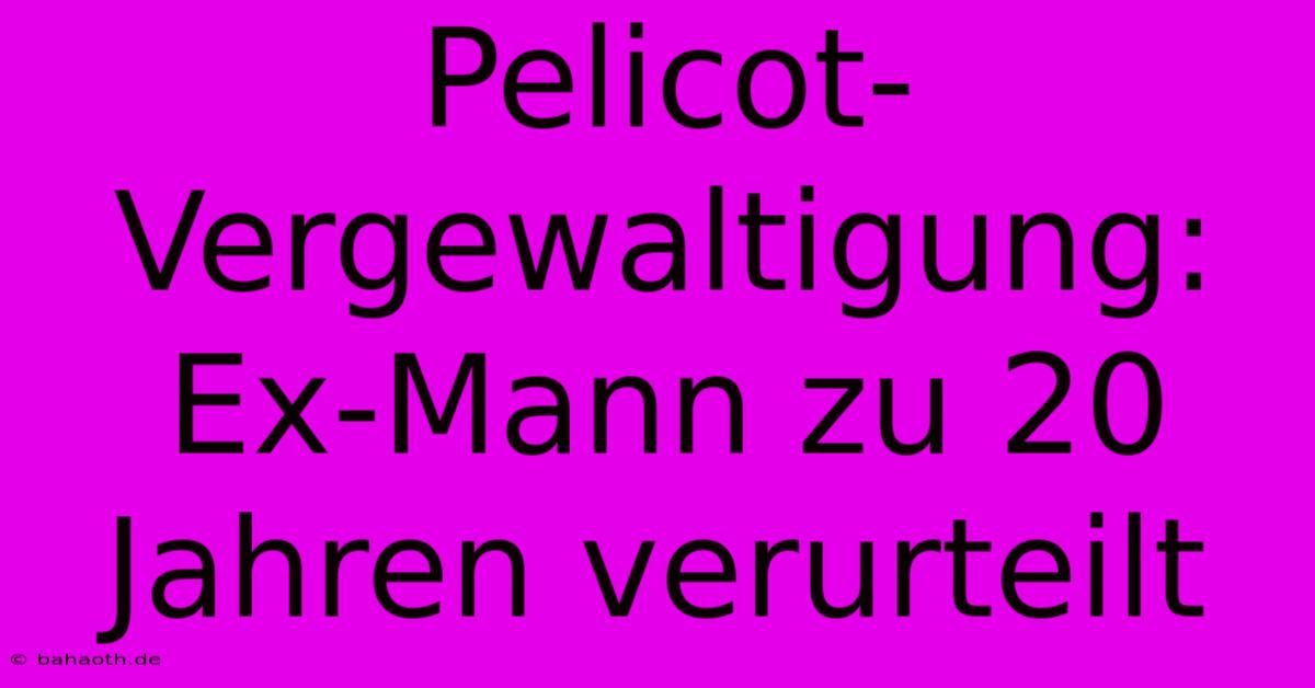 Pelicot-Vergewaltigung: Ex-Mann Zu 20 Jahren Verurteilt